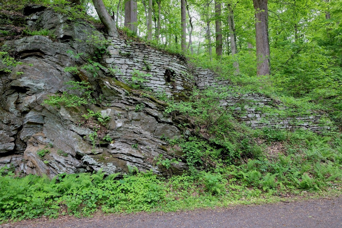 Stone retaining wall at Wissahickon Valley Park