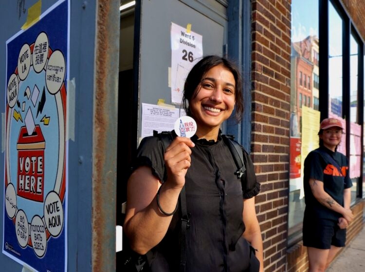 Parmpuneet Kaur holding voting sticker