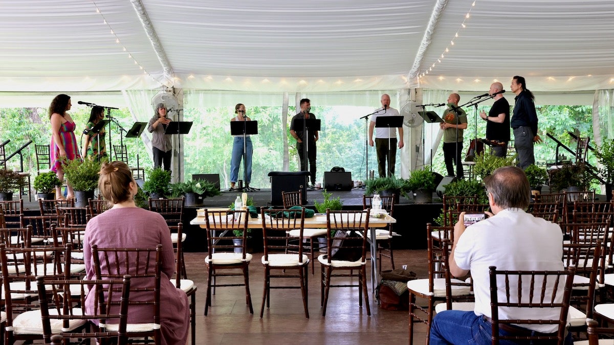 Roomful of Teeth rehearse at Bartram's Garden