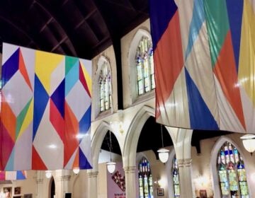 Banners created by artist Odili Donald Odita at Broad Street Love