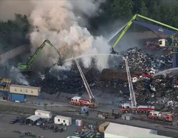 6abc-camden-fire-052926 Firefighters work to put out scrap metal fire