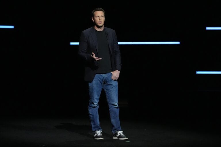 David Ellison, CEO of Paramount Skydance, speaks during the Paramount Pictures presentation at CinemaCon on Thursday, April 16, 2026, at Caesars Palace in Las Vegas. (AP Photo/Chris Pizzello)