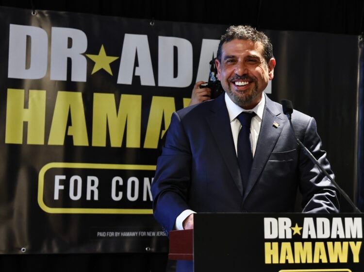 Adam Hamawy is seen at a Democratic primary victory celebration