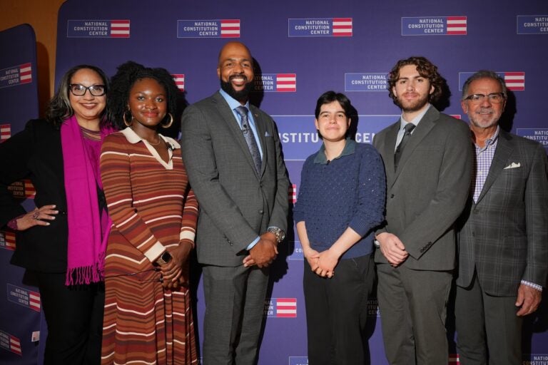 From left, Sarah Glover, Maya Izzard, Leon Smith, Sophia Gala, Tristan Worsham and Bill Marrazzo ahead of an America 250th community conversation titled 