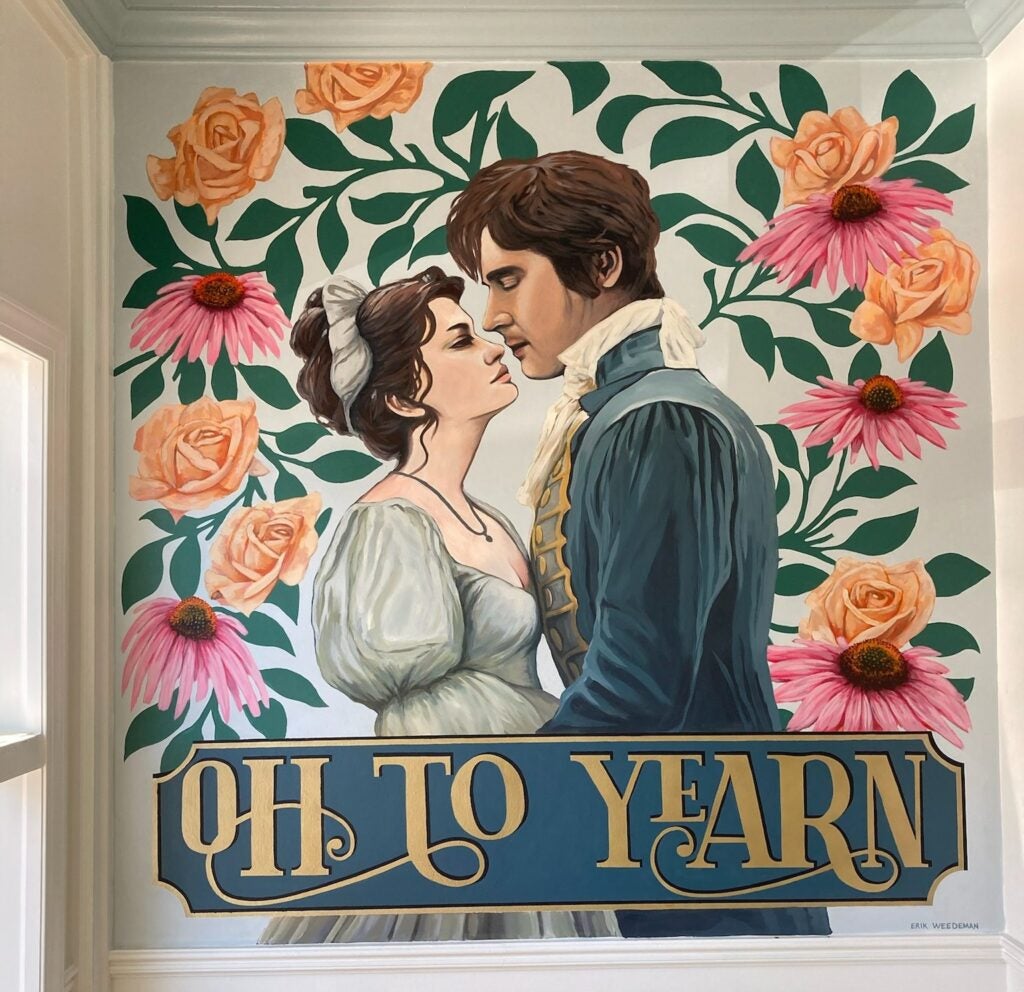a mural of Jane Austen characters
