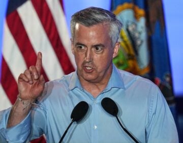 Bob Harvie, Pennsylvania congressional candidate, arrives to speak at Pennsylvania Gov. Josh Shapiro's election night watch party in Warminster, Pa., Tuesday, May 19, 2026.