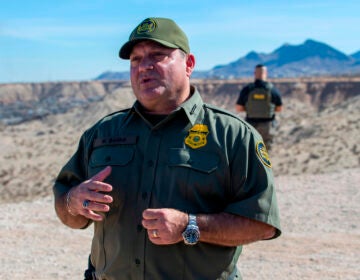 Border Patrol Chief Michael Banks speaks to reporters during the visit to the US-Mexico border by Defense Secretary Pete Hegseth in Sunland Park, New Mexico