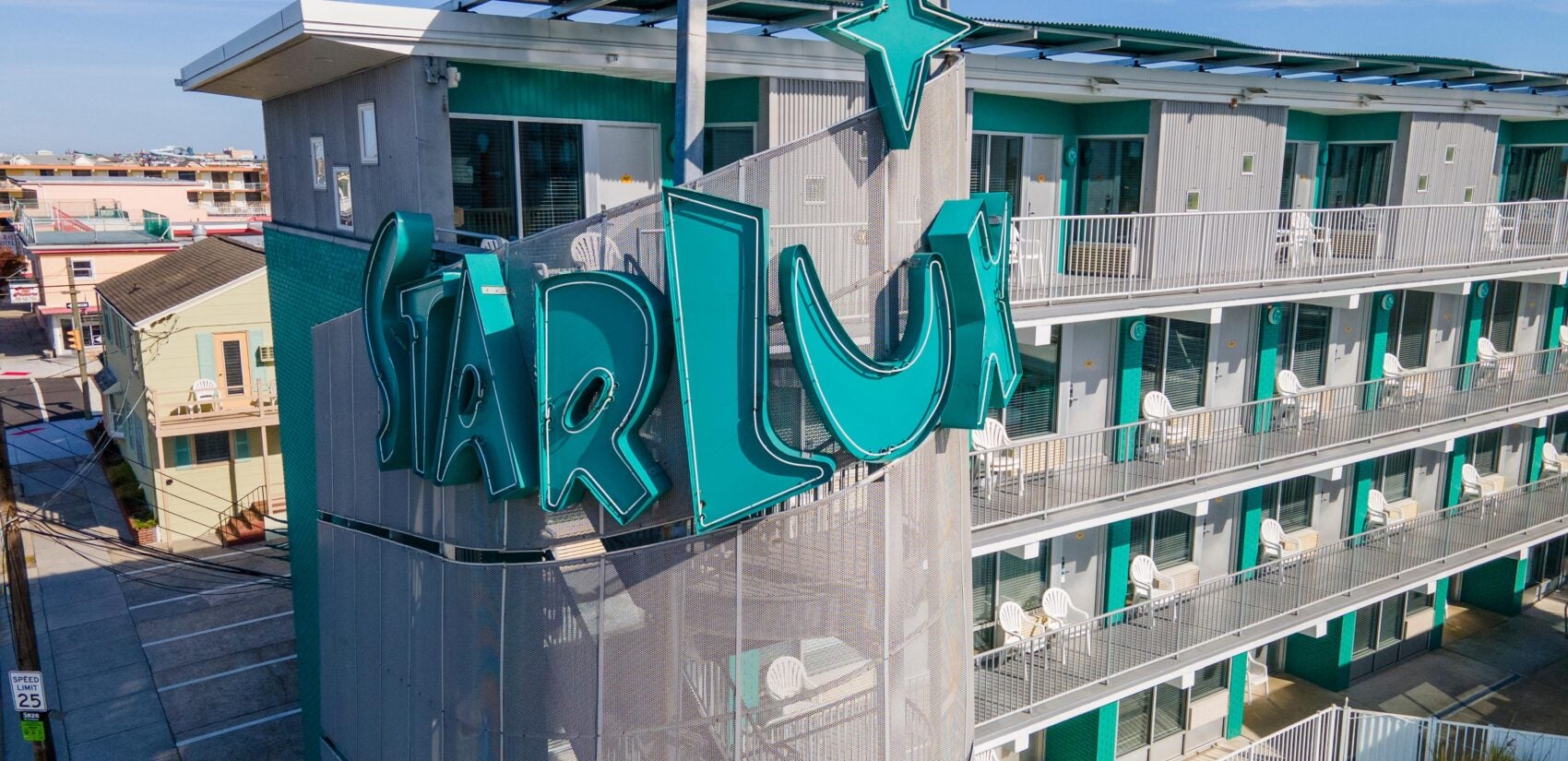 The doo-wop architecture-styled StarLux Boutique Hotel in Wildwood, New Jersey,