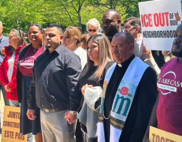 Deportation Error Abrego Garcia Kilmar Abrego Garcia and his wife, center, hold hands as people rally in support of him at a news conference outside federal court