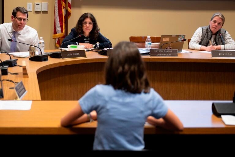 Members of the Lower Merion Board of School Directors speak