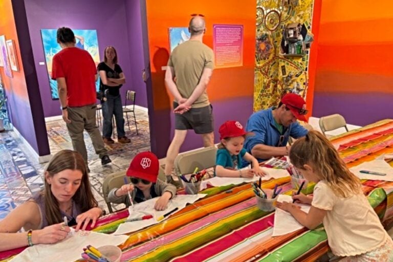 children and parents making art