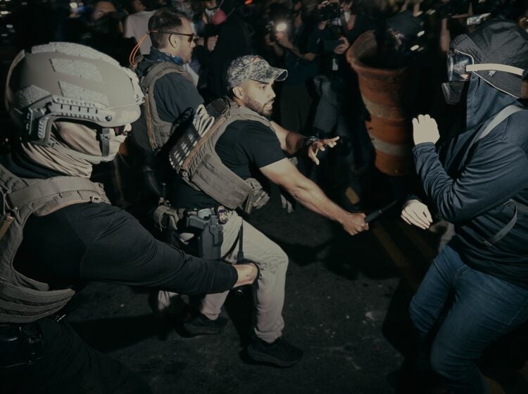 Immigration Protests New Jersey ICE agents use their baton as they clash with protesters outside the Delaney Hall detention center during a protest on Wednesday, May 27, 2026, in Newark, N.J.