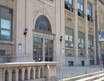 The entrance to Penn Wood High School is seen.