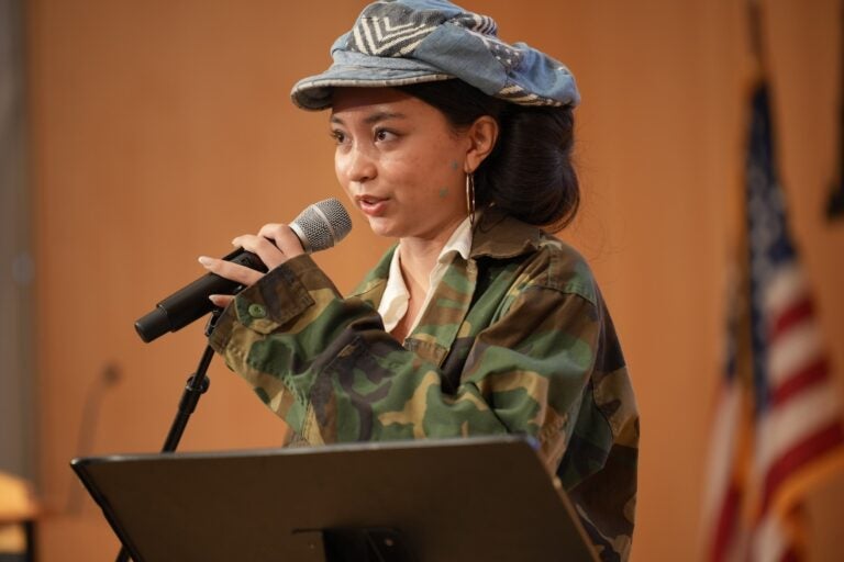 Malaya Ulan performs a poem to open the event