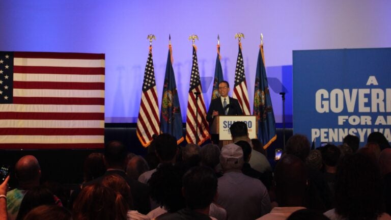 Josh Shapiro speaks to a crowd