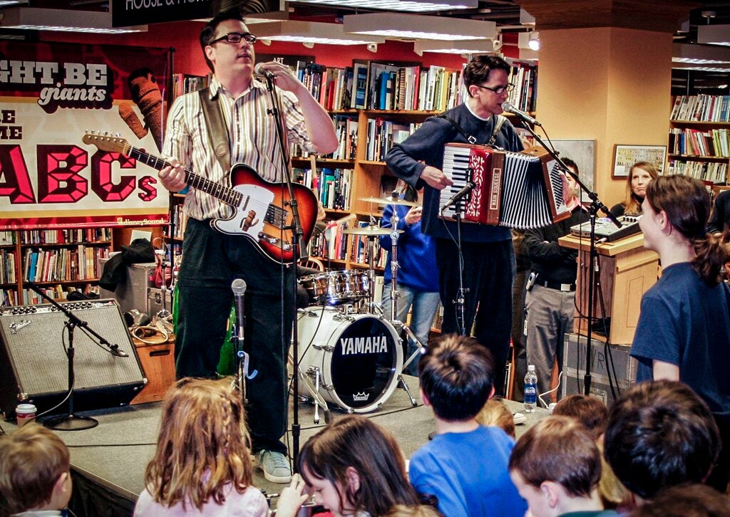 They Might Be Giants John Flansburgh, left, and John Linnell perform a free concert for children