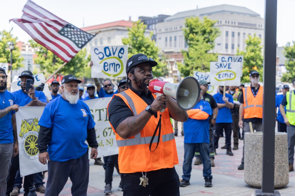 EMR employee protest in Camden, NJ