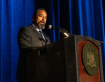 Camden Council President Angel Fuentes speaks at the State of the City address at Camden High School on June 3, 2026.