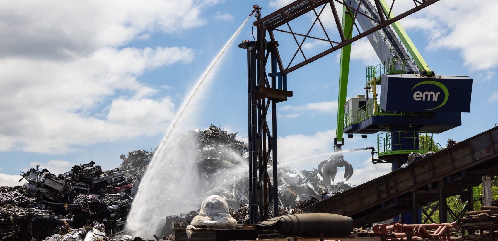EMR, a scrap metal recycler in Camden, N.J., tests their new fire suppression system in May 2026.