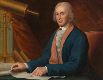 A portrait of David Rittenhouse with his telescope painted by Charles Wilson Peale in 1796. (National Portrait Gallery)