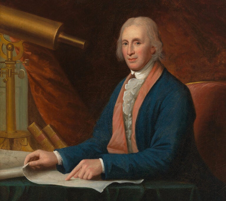 A portrait of David Rittenhouse with his telescope painted by Charles Wilson Peale in 1796. (National Portrait Gallery)