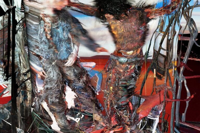 Surreal and distorted image of the band on the cover of their album.