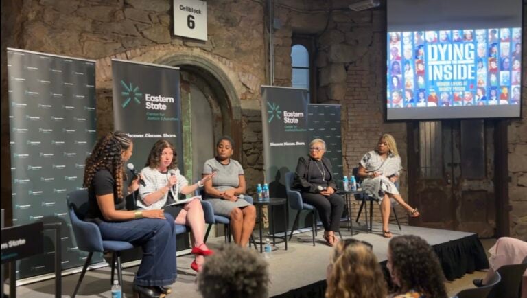A panel of prison experts and advocates, moderated by Cherri Gregg (left), discussed the history of women’s incarceration at Eastern State Penitentiary on May 20, 2026. | JOLYNE BYRD

This episode is from Dying on the Inside: Women Lifers at Muncy Prison, a podcast production from Create Genius Media (founded by Studio 2 co-host Cherri Gregg) and Temple University’s Logan Center for Urban Investigative Reporting. 
