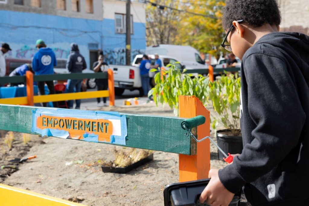 Greening a vacant lot in Philadelphia.