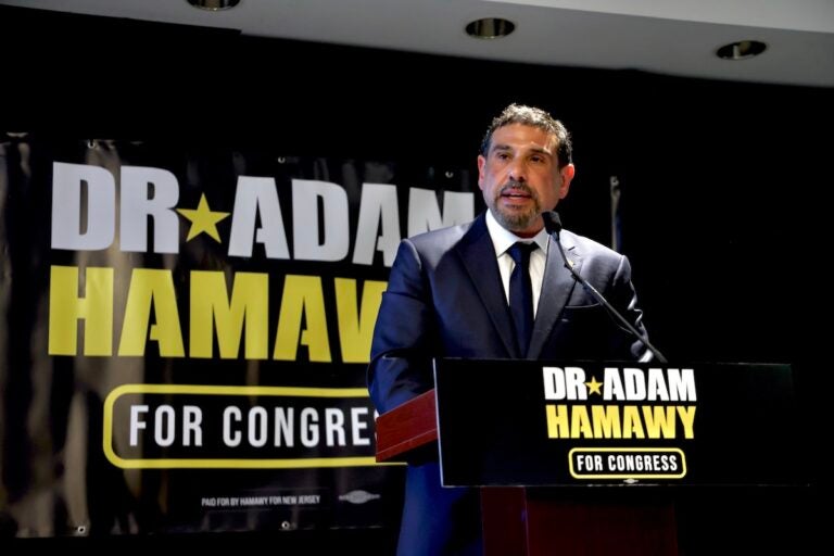 Adam Hamawy addresses supporters at watch party