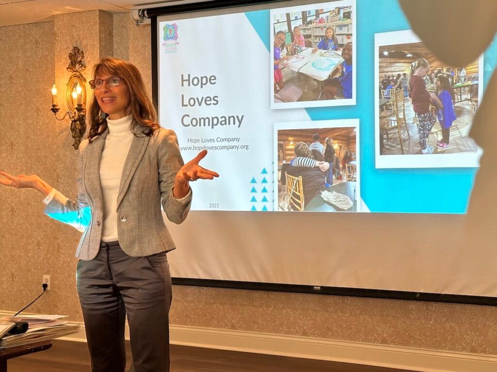 Jodi O'Donnell-Ames speaking during presentation
