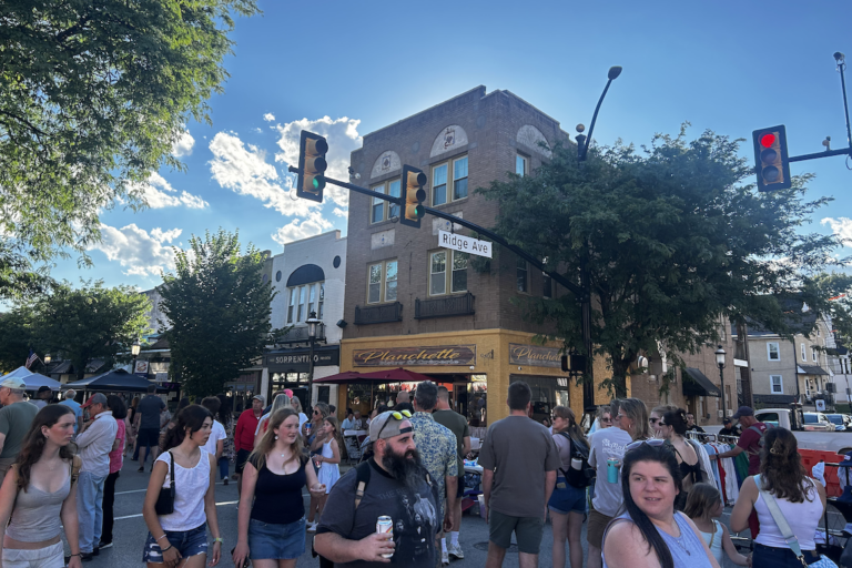 People walking in the street during the festival.