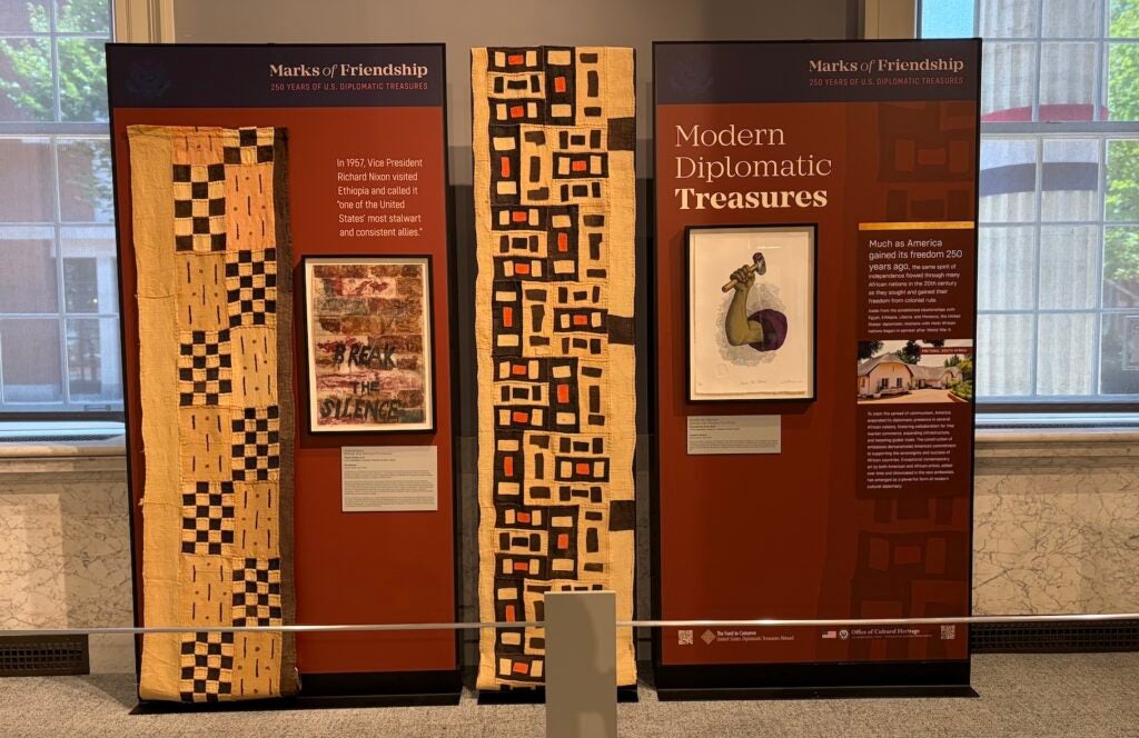 Kuba cloths on display.