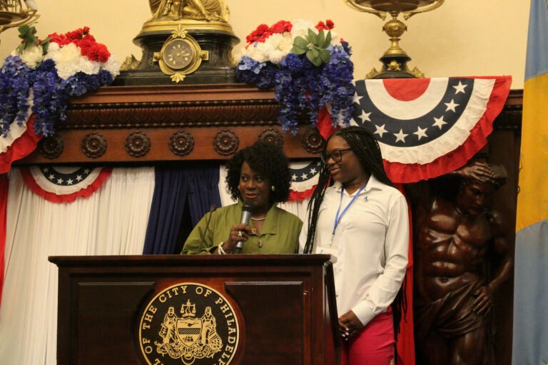 Philadelphia Mayor Cherelle Parker, left, and her counterpart