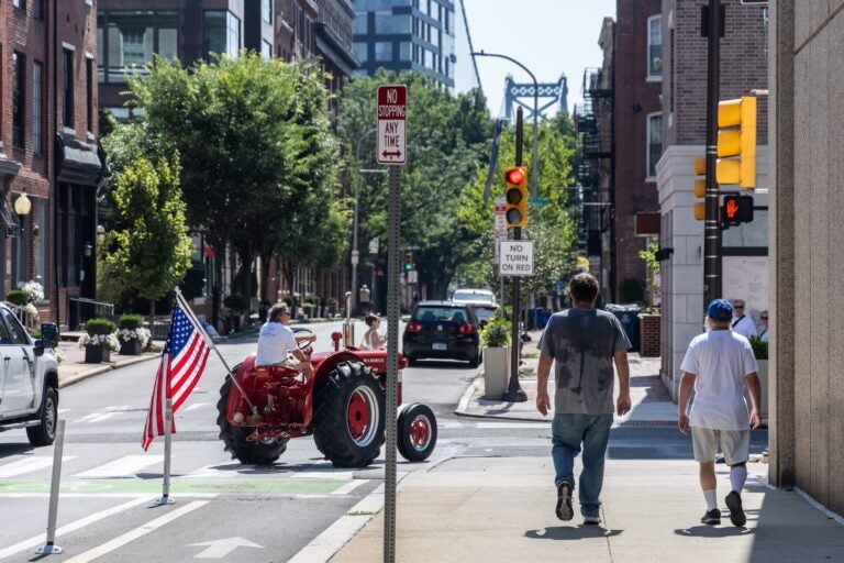 A person rides a tractor near Philadelphia's Independence Mall on July 3,2026nd