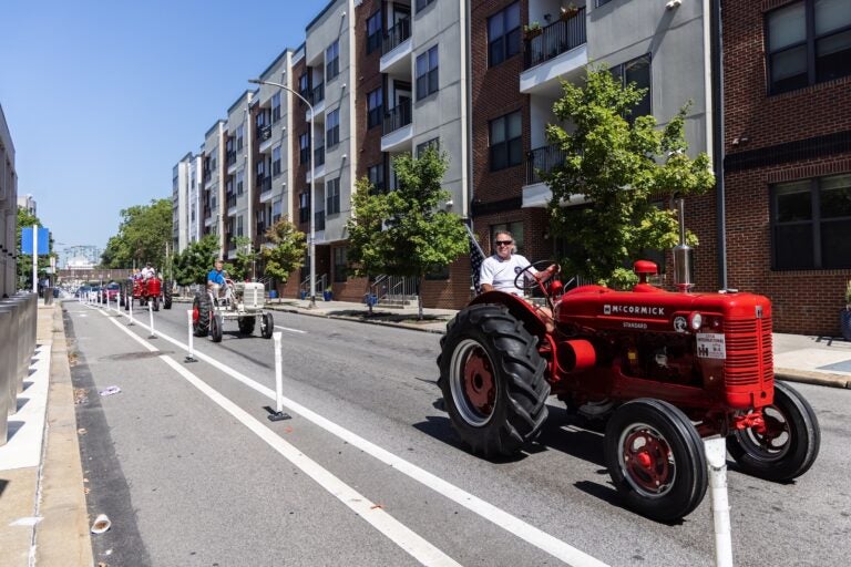 A person rides a tractor near Philadelphia's Independence Mall on July 3,2026nd