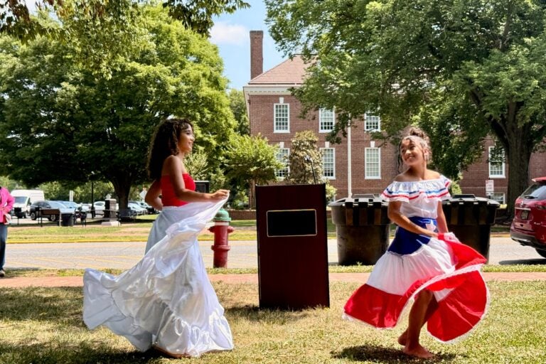 Two young girls performed a traditional Puerto Rican dance