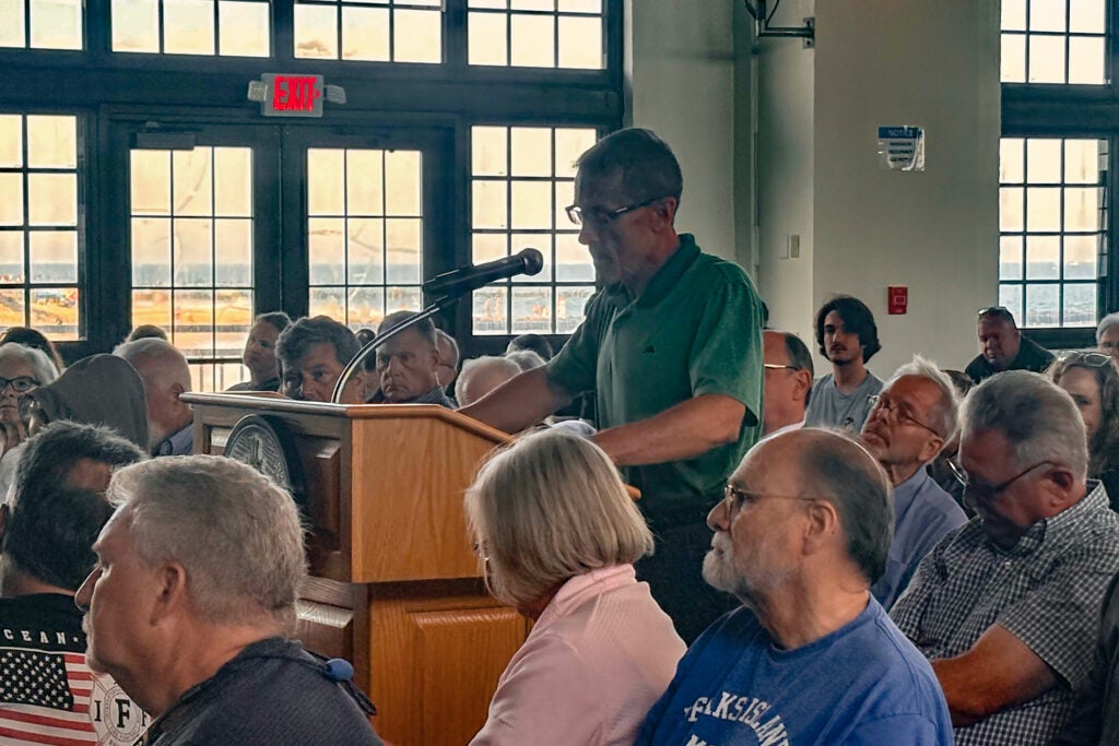 Jim Kelly addressing the council from a podium on the floor at a Ocean City Council meeting