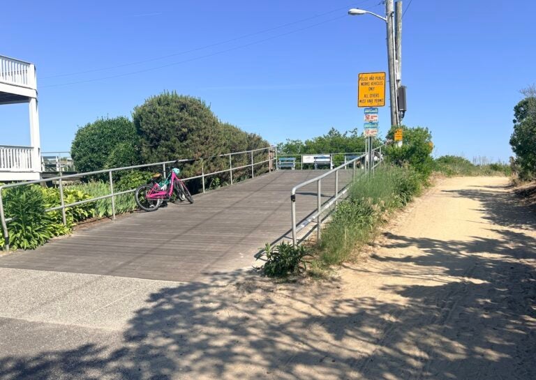 A ramp onto the beach allows access to the boardwalk