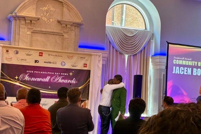 Jacen Bowman, president of Philly Black Pride, comes onstage to receive his Stonewall Award