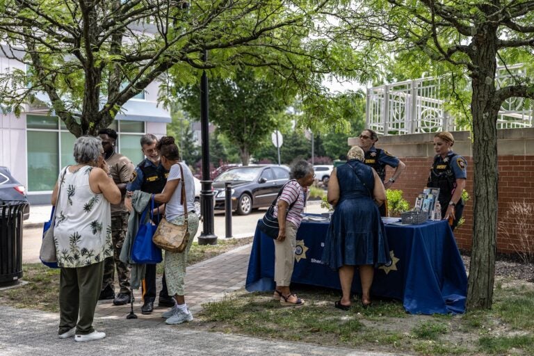 Members of the Willingboro community chat with members of the Burlington County Sheriff's Office