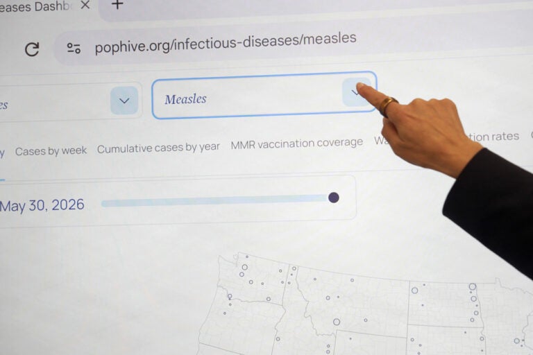 Georgetown University's Rebecca Katz points to measles data