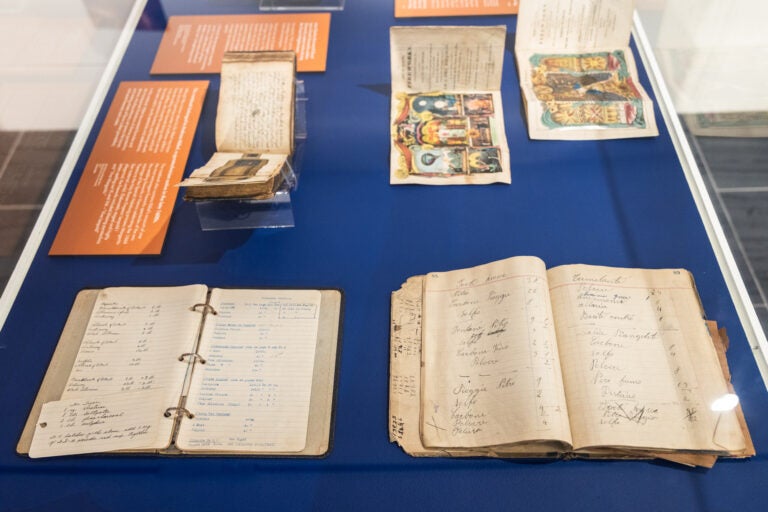 Handwritten recipes for fireworks on display at the fireworks history