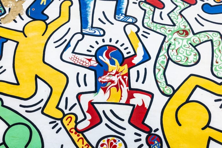 A close up of the ''We the Youth'' mural by artist Keith Haring in South Philly's Point Breeze neighborhood