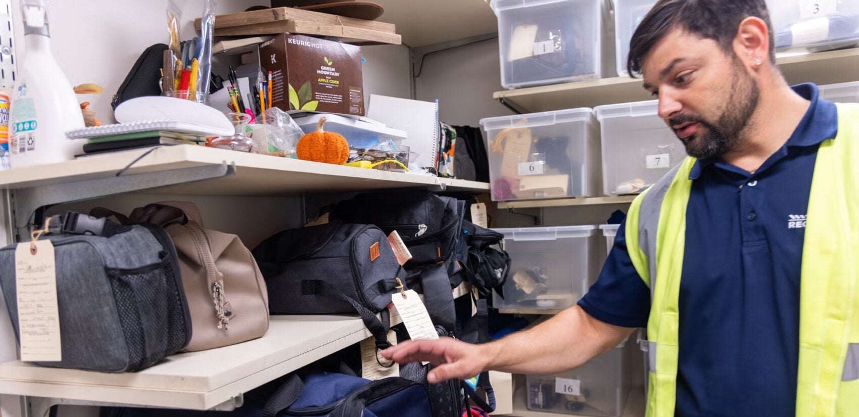 Pat Cantwell, SEPTA station manager, explains the process for sorting through bags