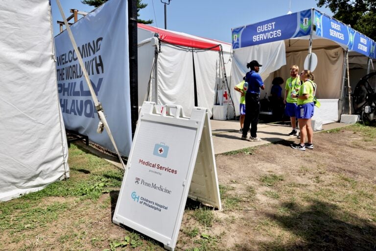 Medical services tents at the FIFA Fan Fest at Lemon Hill