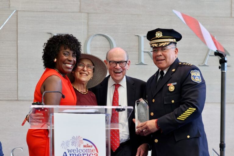 Philadelphia Mayor Cherelle Parker (left) and Pholice Commissioner Kevin Bethel
