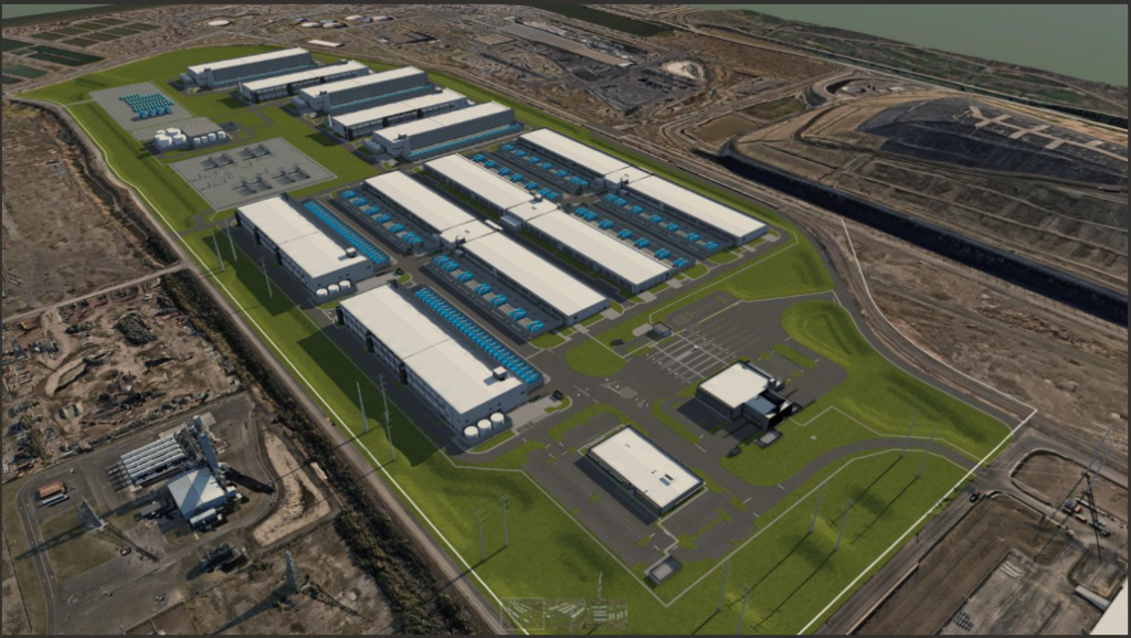 A rendering of Amazon's hyperscale data center complex