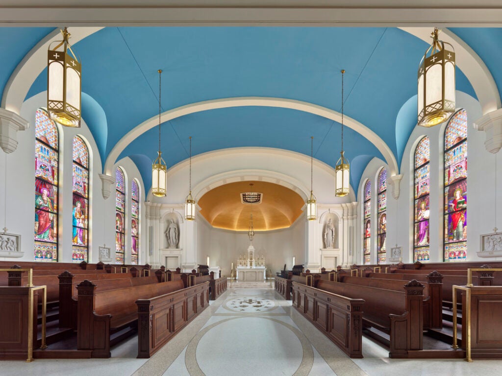The inside of Immaculate Conception Chapel at St. Charles Borromeo Seminary