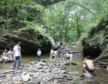 devils-pool-wissahickon-swimming-JB-070526 People cool off at Devil's Pool at the Wissahickon in Philadelphia.
