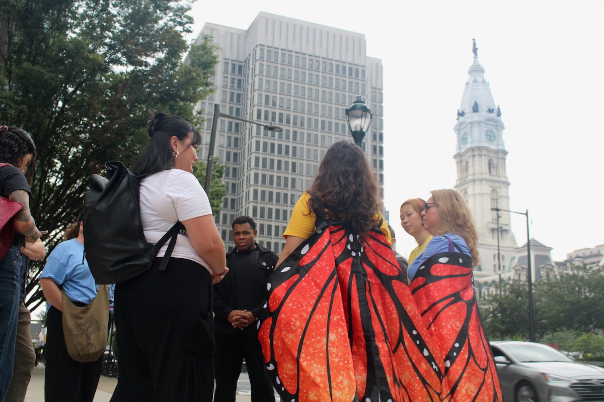 Immigrant rights advocates outside